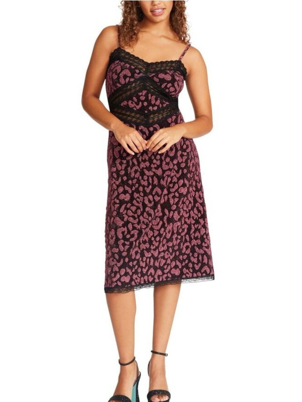 Betsey Johnson Hollywood Dress in Sachet Pink Metallic Leopard Print XL NWT